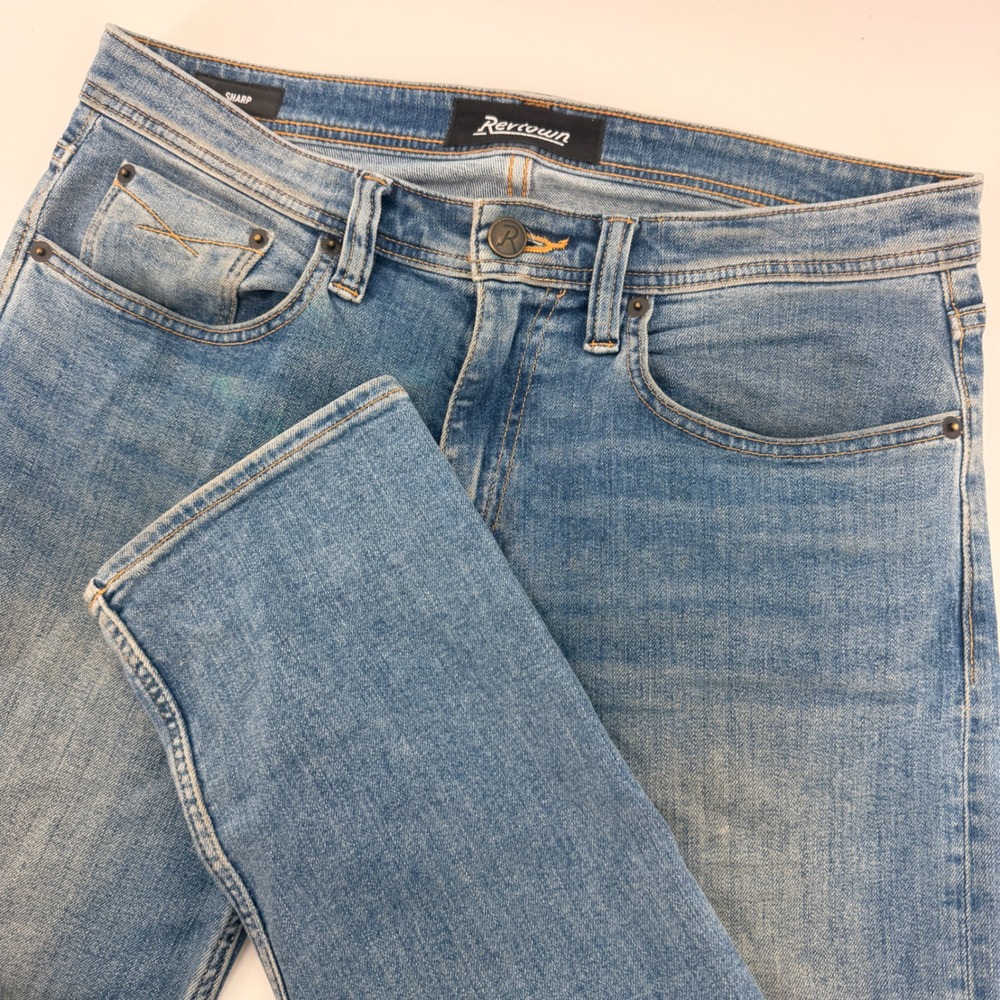 Revtown Sharp Jeans Mens 31x32 Blue Slim Straight Medium Wash Stretch Denim